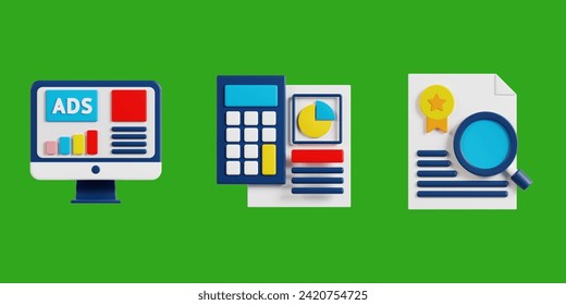 Ads Campaign, Calculator, Find Degree. 3d icon illustration, digital marketing 3d set - Powered by Shutterstock