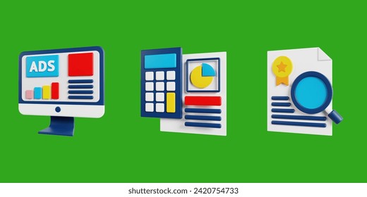 Ads Campaign, Calculator, Find Degree. 3d icon illustration, digital marketing 3d set - Powered by Shutterstock