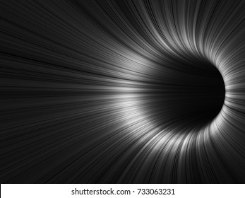 Adstract Digital Background, Black Tunnel With Glowing Lines, 3d Render Illustration