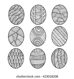 Adult Coloring Book Page Design Depicting Easter Eggs For
