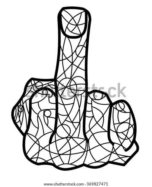 Adult Coloring Book Pagemiddle Finger Truly Stock Illustration 369827471
