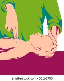 Adult Performing Cpr On Infant