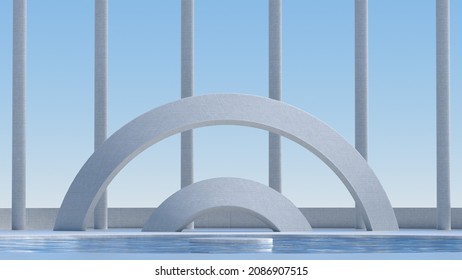 Advanced background High end scenario concrete wall 3D rendering booth