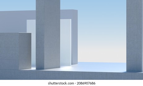 Advanced Background High End Scenario Concrete Wall 3D Rendering Booth