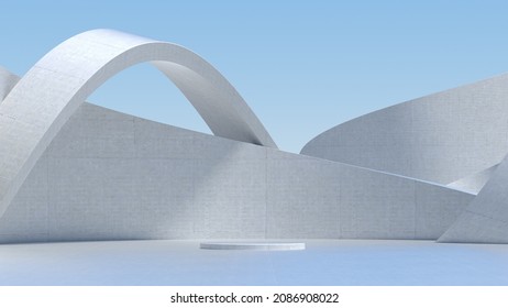 Advanced Background High End Scenario Concrete Wall 3D Rendering Booth