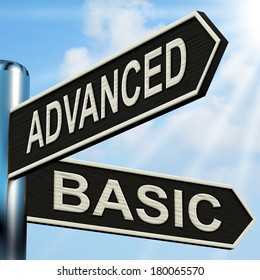 Advanced Basic Signpost Showing Product Versions And Prices