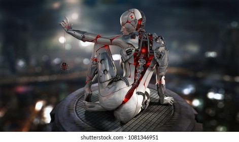 advanced cyborg android female character