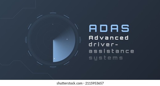 Advanced Driver Assistance Systems (ADAS).sensor and camera systems of autonomous car, driverless vehicle. illustration.

