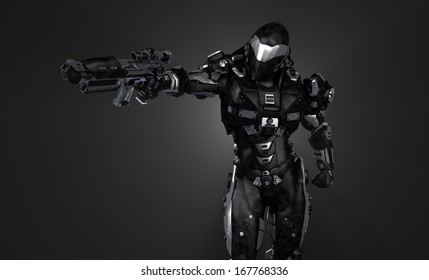 Advanced Super Soldier With Gun