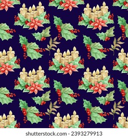 Advent candles poinsettia christmas pattern - Powered by Shutterstock