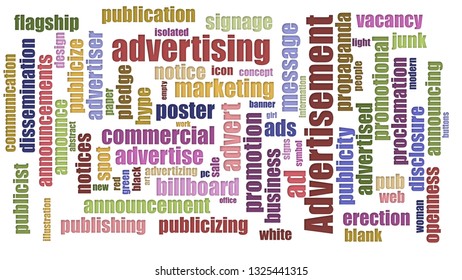 Advertisement Word Cloud Randomised On White Background