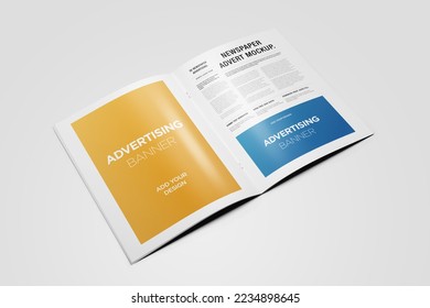 Advertising Banner on Magazine, Brochure Mockup. 3D Rendering - Shutterstock ID 2234898645
