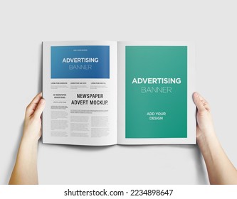 Advertising Banner on Magazine, Brochure Mockup. 3D Rendering - Shutterstock ID 2234898647