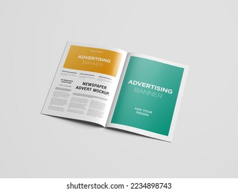 Advertising Banner on Magazine, Brochure Mockup. 3D Rendering - Shutterstock ID 2234898743