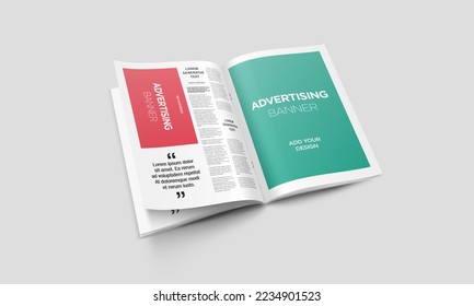 Advertising Banner on Magazine, Brochure Mockup. 3D Rendering - Shutterstock ID 2234901523