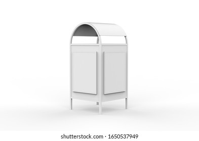 Advertising Rubbish Bin Mockup Template Isolated On White Background, 3d Illustration.