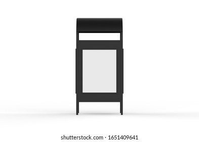 Advertising Rubbish Bin Mockup Template Isolated On White Background, 3d Illustration.