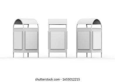 Advertising Rubbish Bin Mockup Template Isolated On White Background, 3d Illustration.