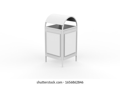 Advertising Rubbish Bin Mockup Template Isolated On White Background, 3d Illustration.