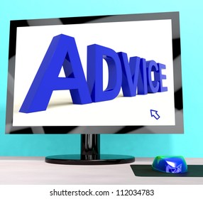 Advice Word On Computer Screen Shows Assistance
