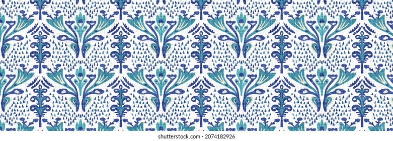 Aegean Teal Floral Border Strip Linen Stock Illustration 2074182926 ...