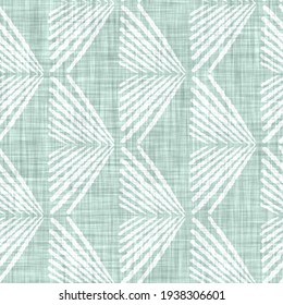 Aegean Teal Mottled Geo Patterned Linen Texture Background. Summer Coastal Living Style Home Decor Fabric Effect. Sea Green Wash Grunge Distressed Geometric Grid. Decorative Textile Seamless Pattern
