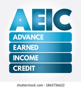 AEIC - Advance Earned Income Credit A Way For Employees To Get A Portion Of That Credit In Advance Through Their Paycheck, Acronym Text Concept Background