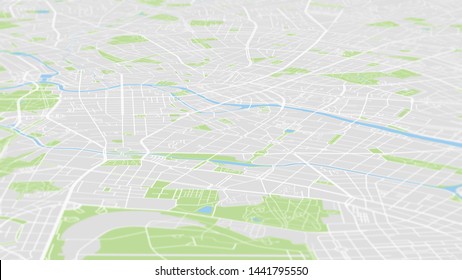 Aerial view City map Berlin, color detailed plan, urban grid in perspective