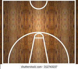 Aerial View Of A Hardwood Basketball Court