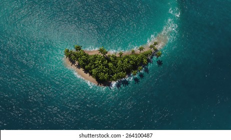 Aerial View Of A Paradise Tropical Island In Sea