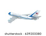 Aerial view of U.S. Air Force One Presidential Boeing 747 (VC-25) Aircraft. Isolated. 3D Illustration.