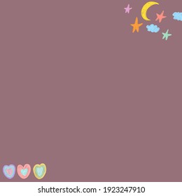 Aesthetic Brown Background For Greeting Card. Brown Background. Chic Background With Moon And Stars