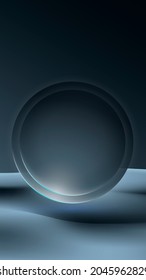 Aesthetic circle frame background in gray futuristic minimal style