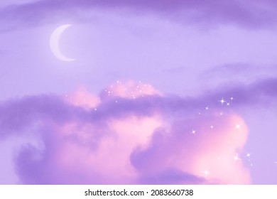 Aesthetic Dreamy Background, Purple Cloudy Sky, Glitter Design