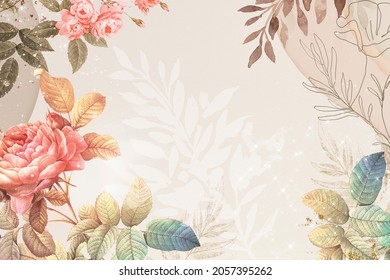 Aesthetic Flower Wallpaper Background, Beautiful Remix From Vintage Public Domain Art