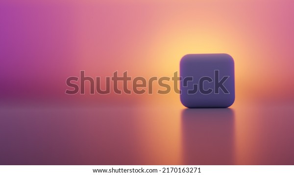 Aesthetic Night neon lights behind a smooth cube\
scene 3D\
render.