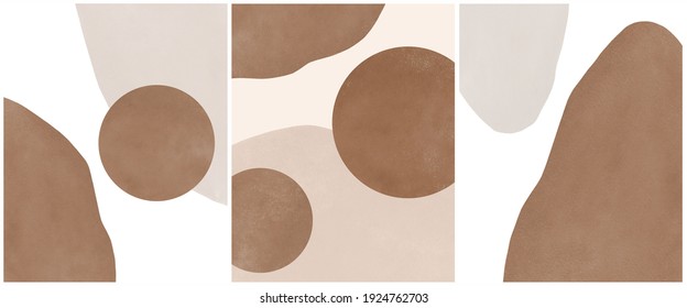 Aesthetic Set Shapes Terracotta Watercolor Hand Stock Illustration 1924762703