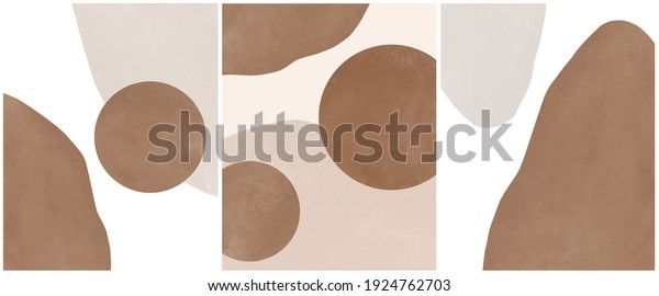 Aesthetic Set Shapes Terracotta Watercolor Hand Stock Illustration 1924762703