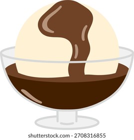 an affogato with coffee dripping down