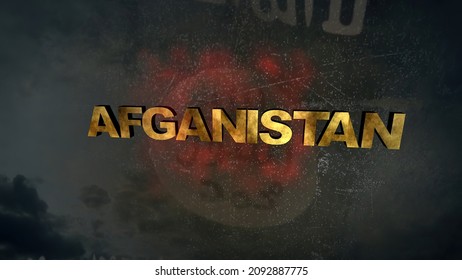 AFganistan Text And ISIS Flag 3d Illustration