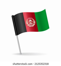 Afghani Flag Map Pin Pointer Layout. Raster Version.