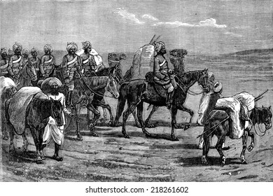 Afghanistan Riders Indian Contingent Vintage Engraved Stock ...