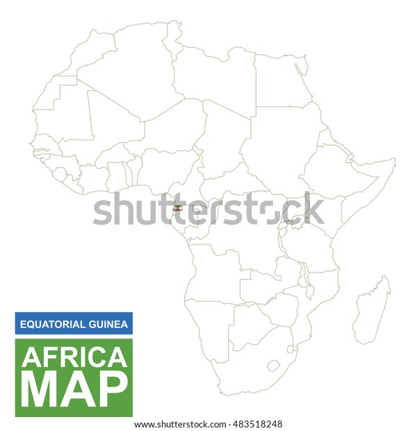 Africa contoured\
map with highlighted Equatorial Guinea. Equatorial Guinea map and\
flag on Africa map. Raster\
copy.