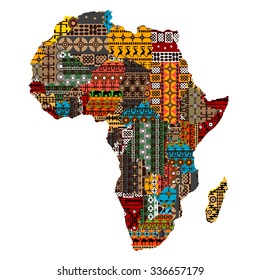 Africa map with countries made of ethnic textures