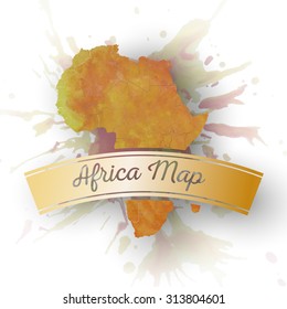 Africa map element, abstract hand drawn watercolor background, great composition for your design, illustration.