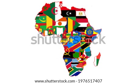 An Africa map with country’s flags
