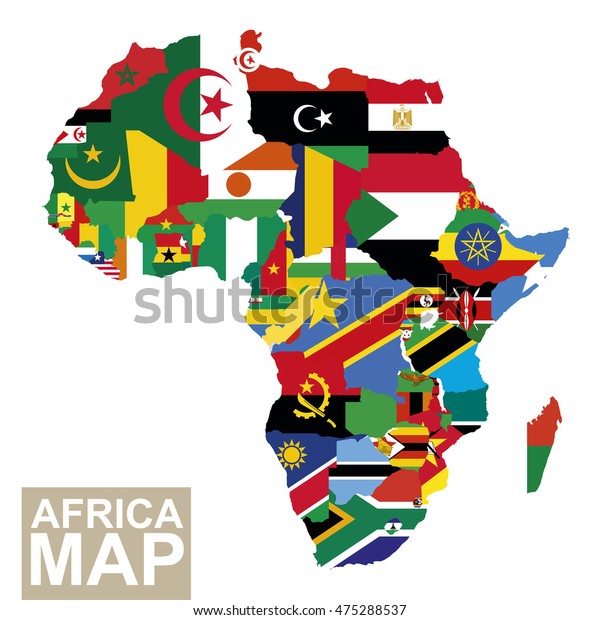 アフリカの地図 国旗を持つアフリカの地図 ラスターコピー のイラスト素材