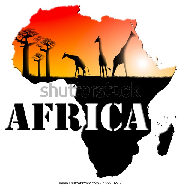 Africa Map Illustration Colorful Landscape Fantasy Stock Illustration ...