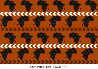 Africa pattern illustration with orange background. 