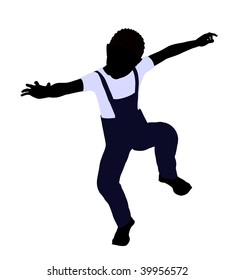 African American Boy Silhouette On A White Background